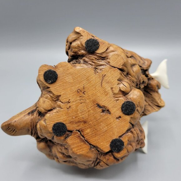 Vintage John Perry White Dolphin Sculpture On Driftwood Base 4" Tall - Picture 12 of 14